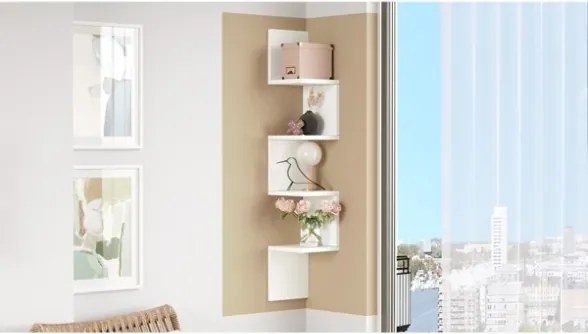 Mensola Angolare Libreria A Parete Sospesa 22x22x117 Bianco Kos