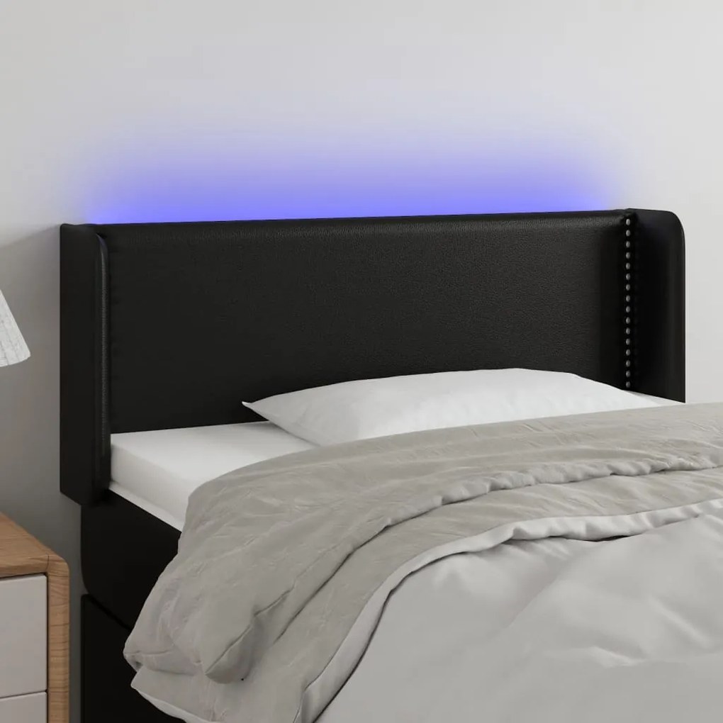 Testiera A Led Nera 103x16x78/88 Cm İn Similpelle /