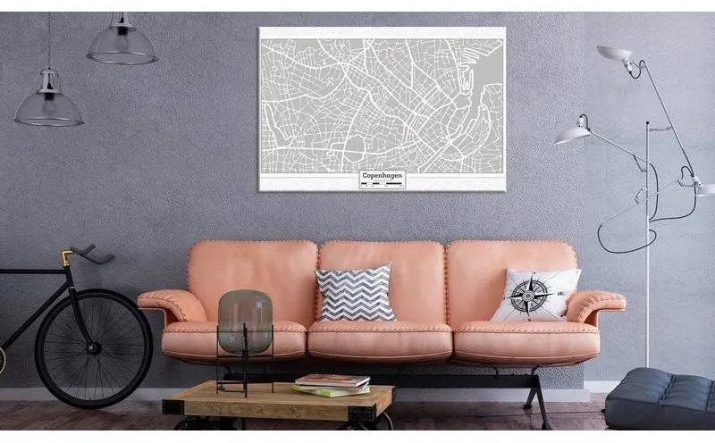 Quadri di sughero  Capital of Denmark [Cork Map]  Larghezza x Altezza Home decor 60x40