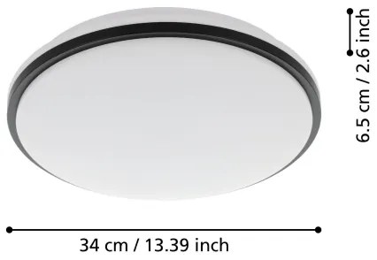Eglo 900366 - Plafoniera LED da bagno PINETTO LED/15,6W/230V IP44 nero