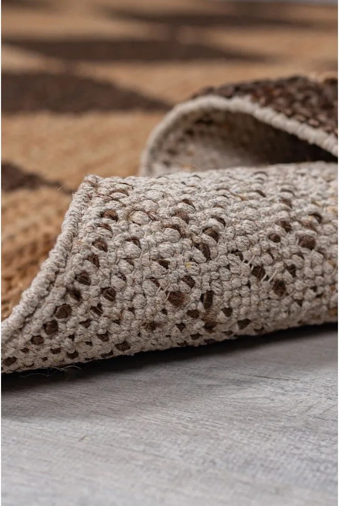 Passatoia marrone/di colore naturale in misto iuta tessuta a mano 60x230 cm Effie Diamond – Flair Rugs