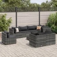 Set Divani da Giardino 9 pz con Cuscini in Polyrattan Grigio 3308202