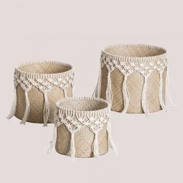 Set di 3 Cestini Aiquile Naturale - Sklum