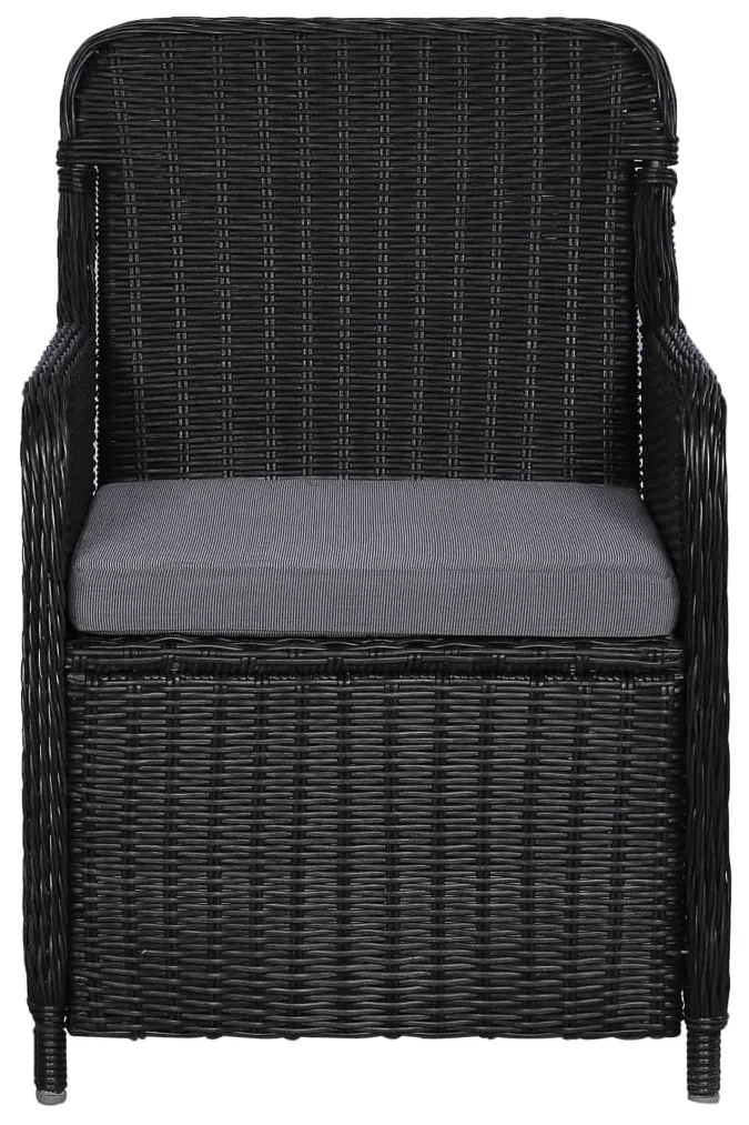 Set da pranzo da giardino 9 pz in polyrattan nero
