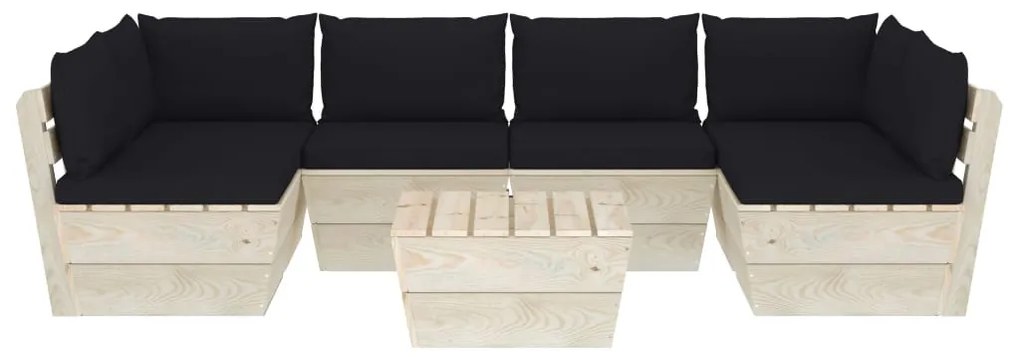 Set divani da giardino su pallet 7 pz con cuscini legno abete