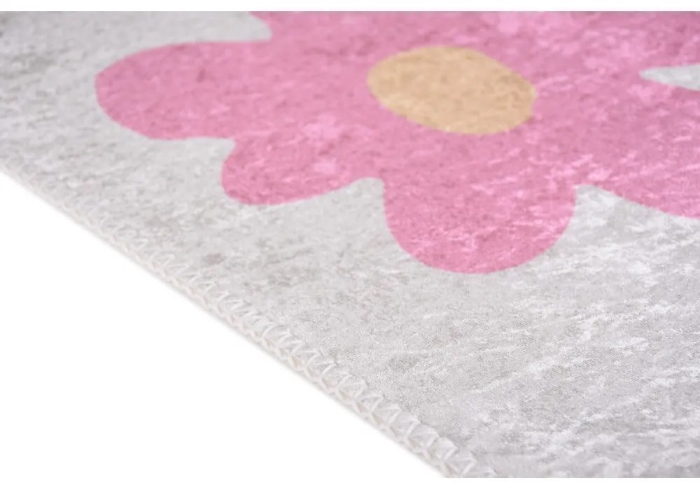 Tappeto per bambini rosa e avorio lavabile 60x100 cm Cute Flowers Pink – Vitaus