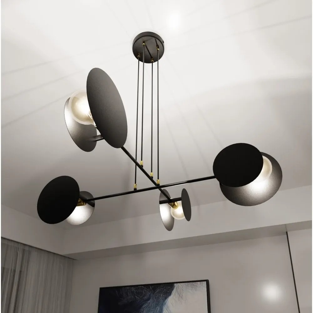 Lampadario a Sospensione in Acciaio IDEA 4 Nero/Bianco 4xE27 Colore del corpo Nero