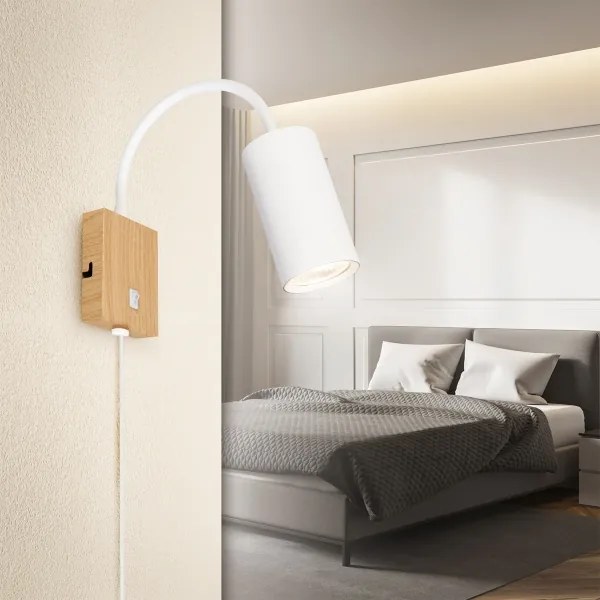 Brilagi - Lampada da parete flessibile SELE 1xGU10/30W/230V bianco/decor rovere