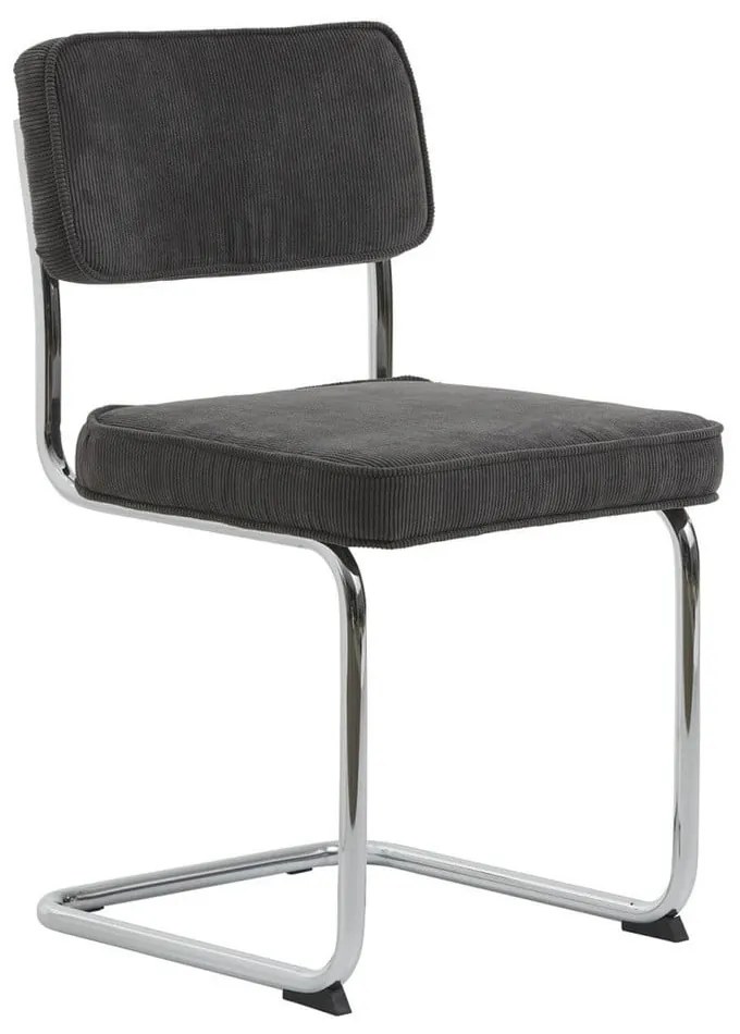 Sedia da pranzo grigio scuro in velluto a coste Rupert - Unique Furniture