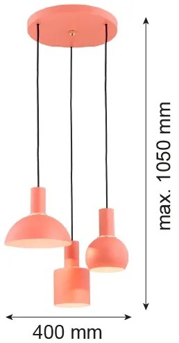 Argon 1469 - Lampadario a sospensione con filo SINES 3xE27/15W/230V arancione
