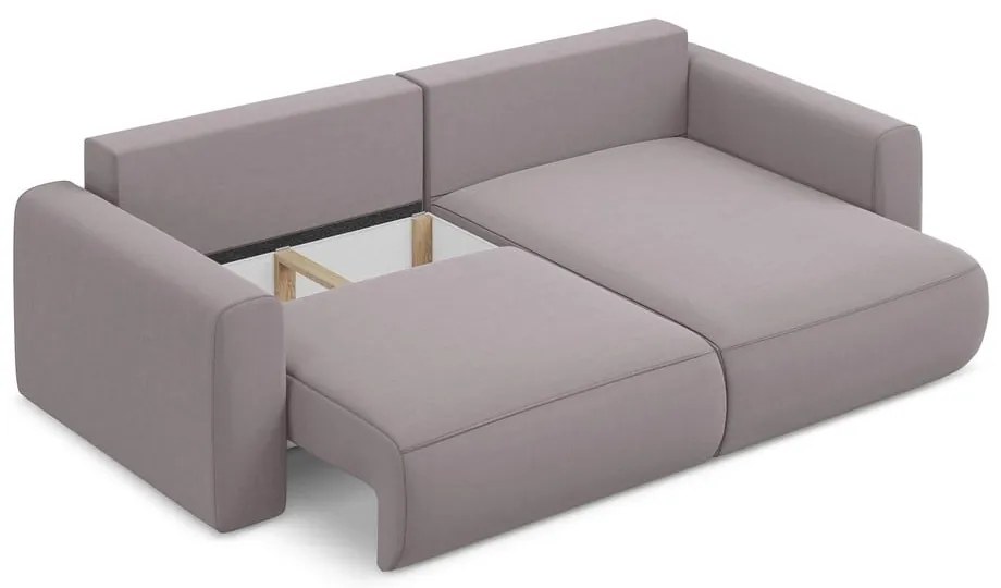 Divano angolare lavanda allungabile/con contenitore (con penisola a destra/con chaise lounge) con rivestimento in velluto Kapua – Makamii