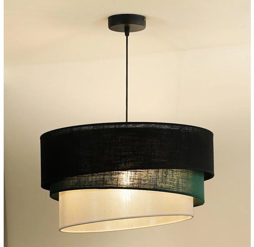 Duolla - Lampadario a sospensione con filo TRIO 1xE27/15W/230V diametro 45 cm nero/verde/bianco