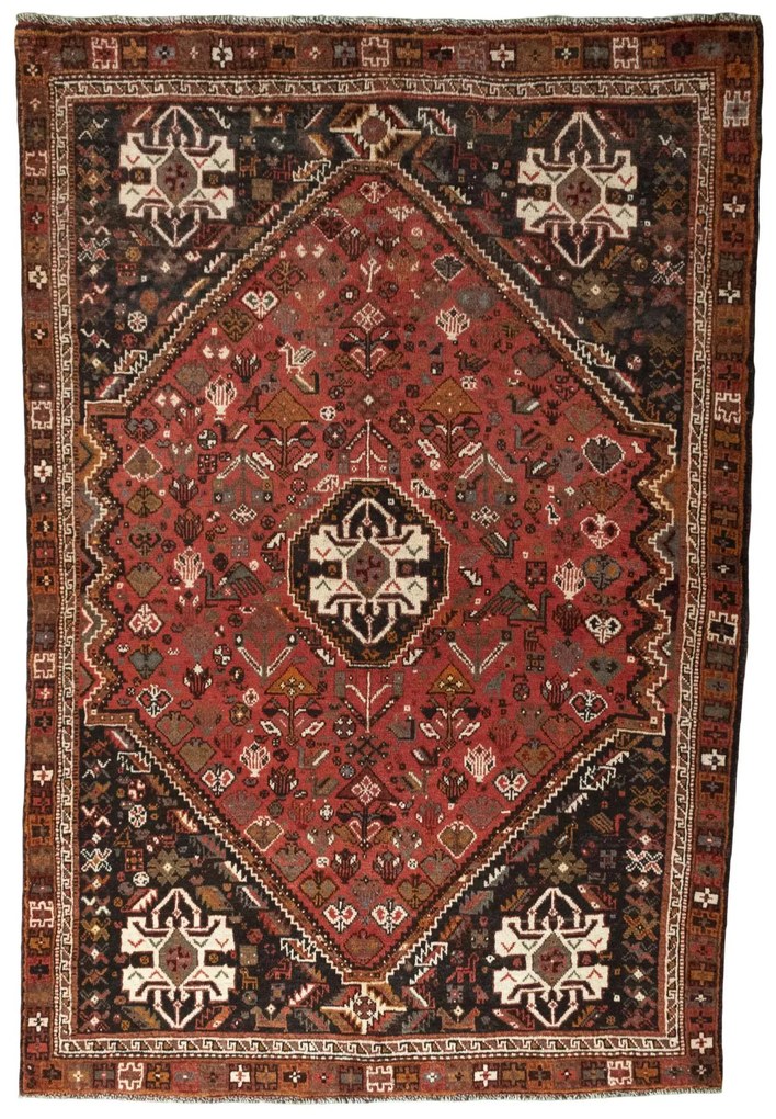 Shiraz Tappeto persiano 160x240 Rosso (Iran) Annodato A Mano