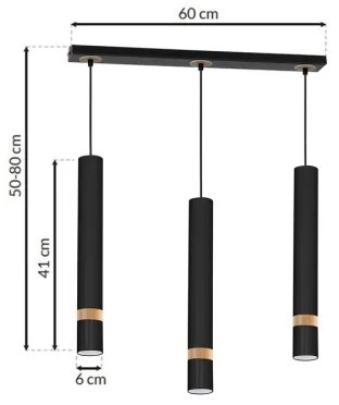 Lampadario a sospensione con filo JOKER BLACK WOOD 3xGU10/8W/230V