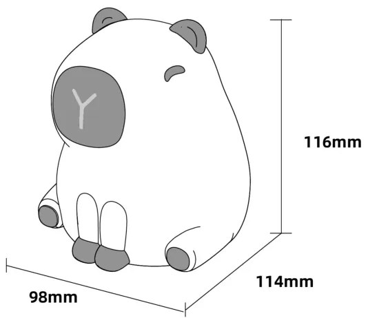 Lampada per bambini LED RGBW Dimmerabile LED/1W/5V USB 1200 mAh capybara