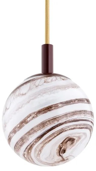 Argon 8452 - Lampadario a sospensione con filo ALMIROS 1xE14/7W/230V diametro 12 cm alabastro marrone/oro