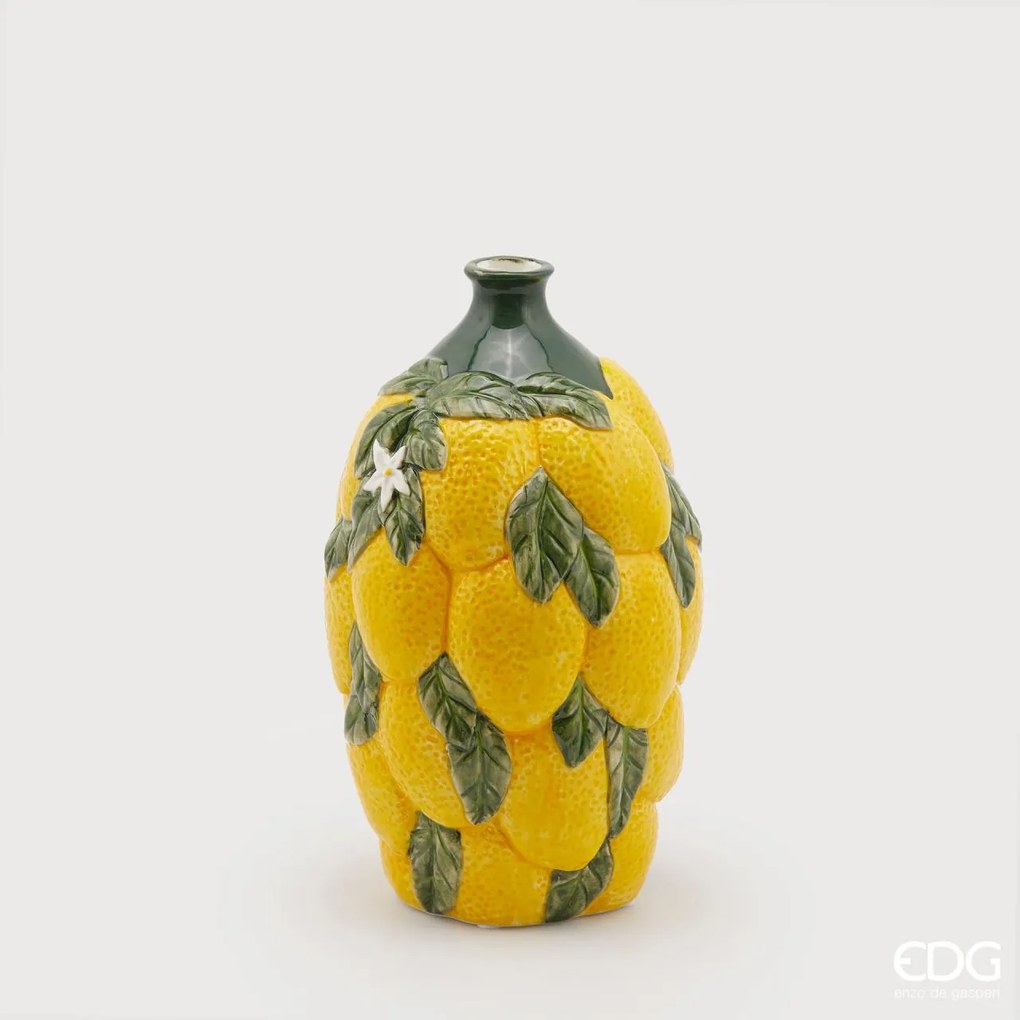 EDG - Enzo De Gasperi vaso limoni con foglie in ceramica h 24