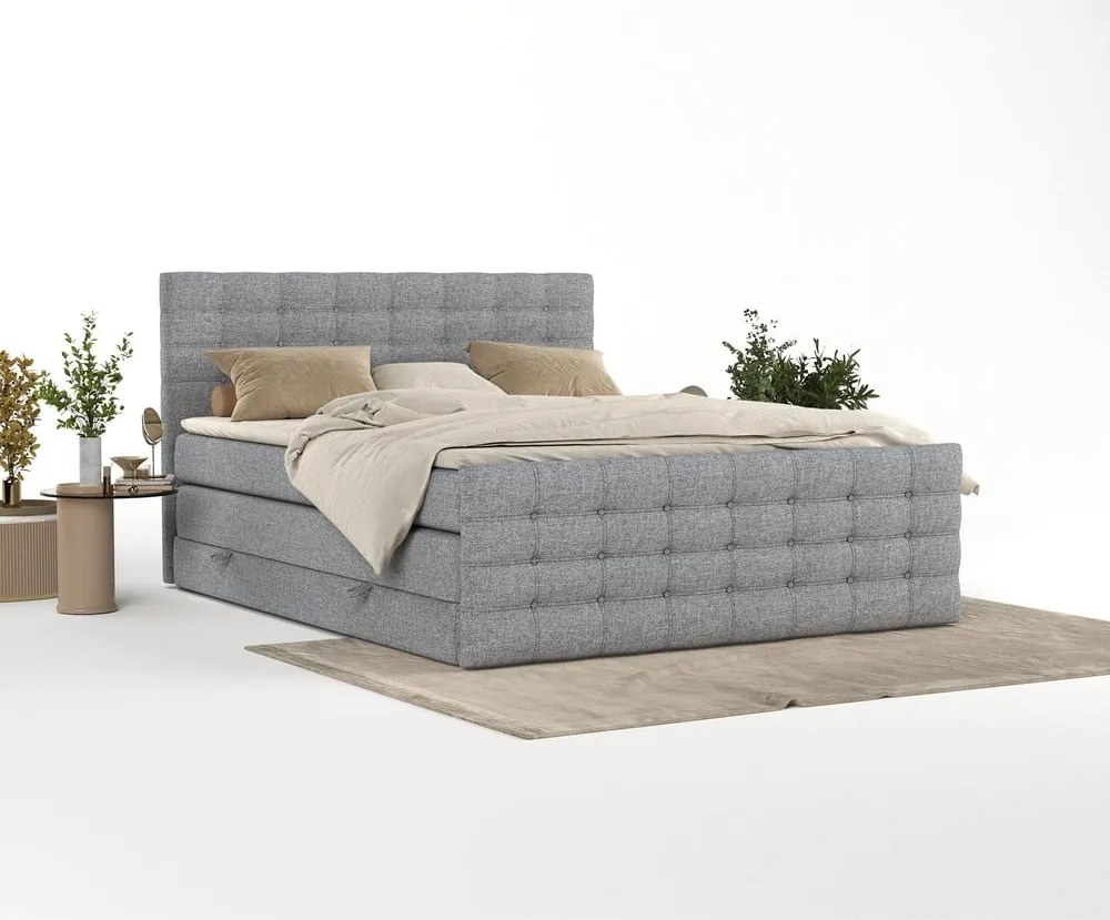 Letto boxspring grigio con spazio contenitivo 160x200 cm Blend - Maison de Rêve