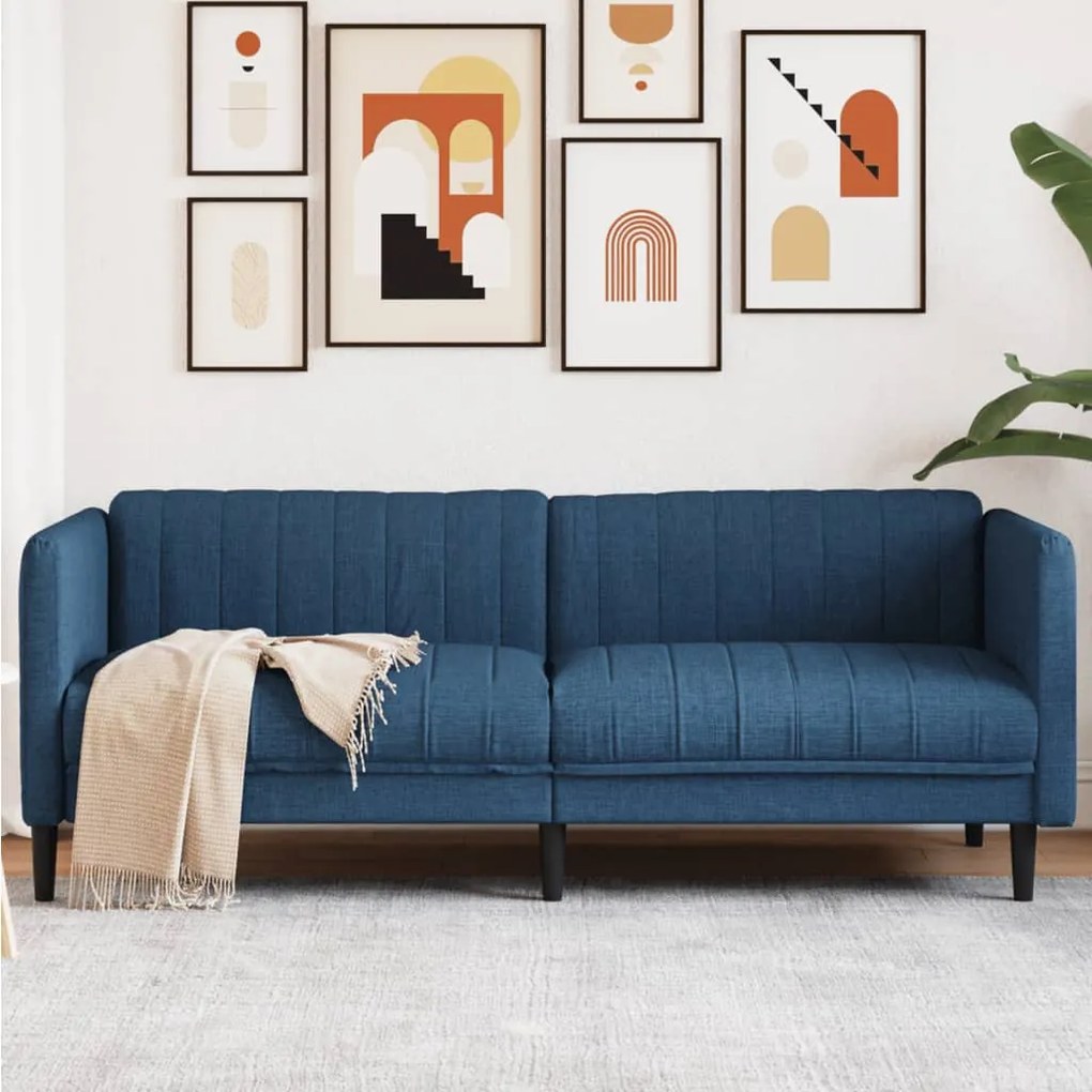 Divano A 3 Posti Blu İn Tessuto /