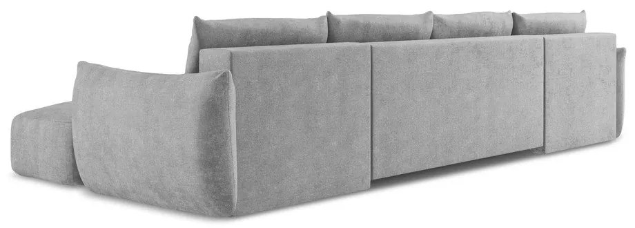 Divano angolare grigio chiaro allungabile (a U) con rivestimento in ciniglia Leila – Makamii