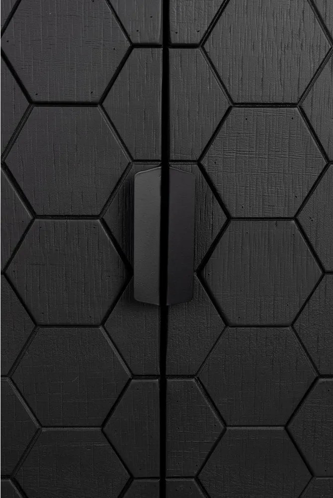 Cassettiera bassa nera in legno di pino 135x90 cm Linc - White Label