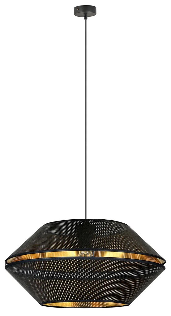 Sospensione Contemporanea 1 Luce Enea In Metallo Nero E Oro
