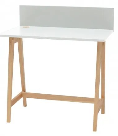 Scrivania bianca con base in frassino, lunghezza 85 cm Luka - Ragaba