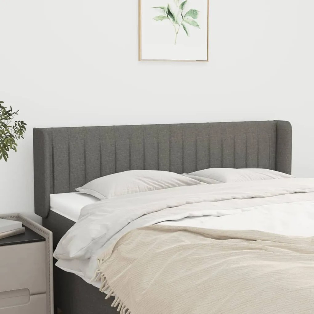 Testiera Ad Orecchio Grigio Scuro 147x16x78/88 Cm İn Tessuto /