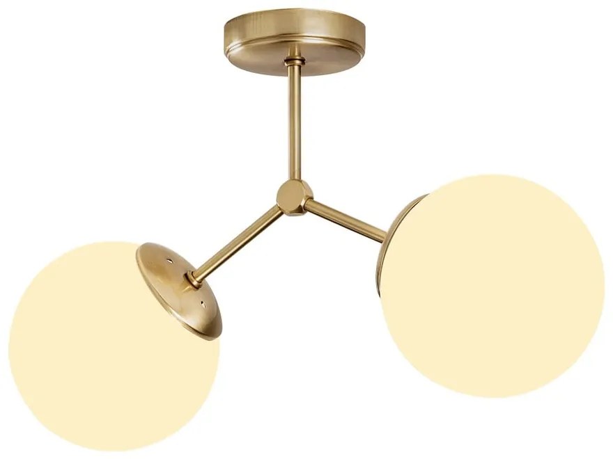 Plafoniera bianca/color ottone con paralume in vetro 15x44 cm Damar – Opviq lights