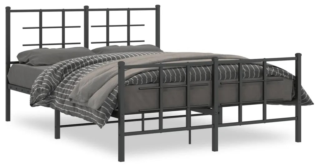 Giroletto Con Testiera E Pediera Metallo Nero 135x190 Cm /