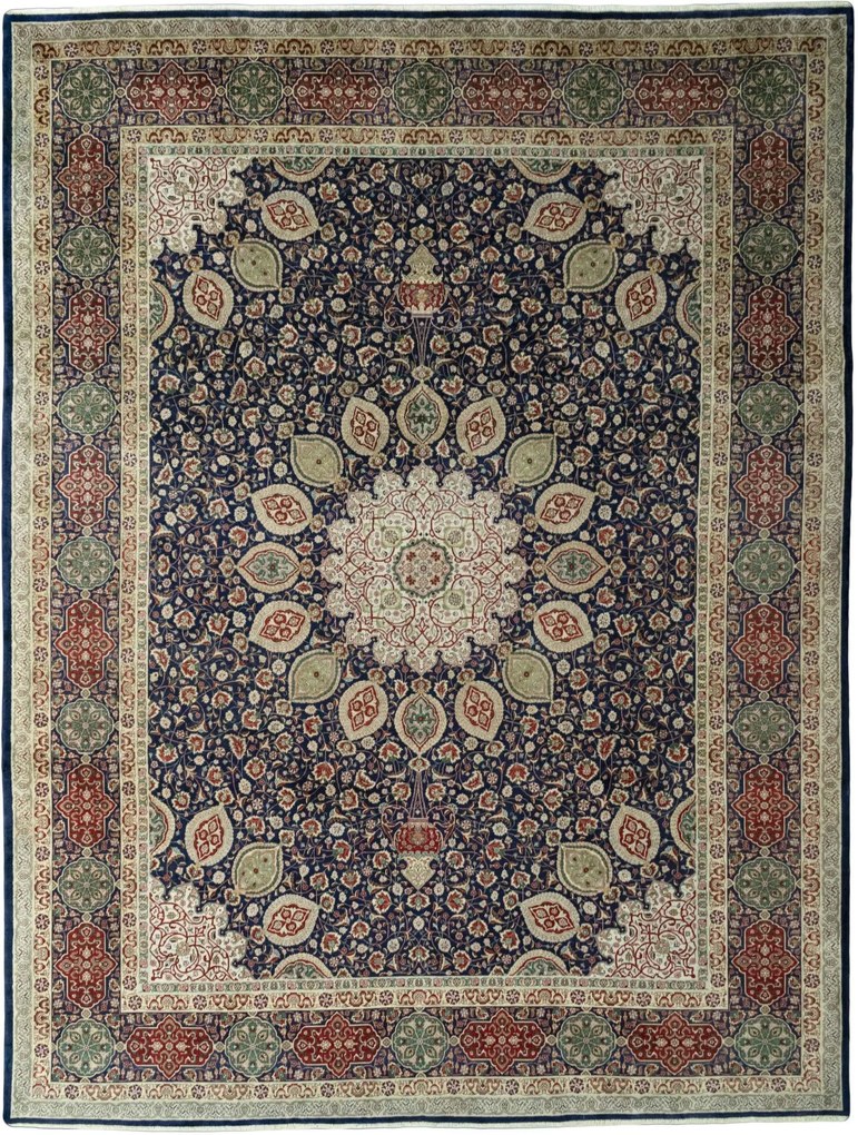 Tabriz Tappeto 300 x 390 Blu (Iran) Annodato A Mano