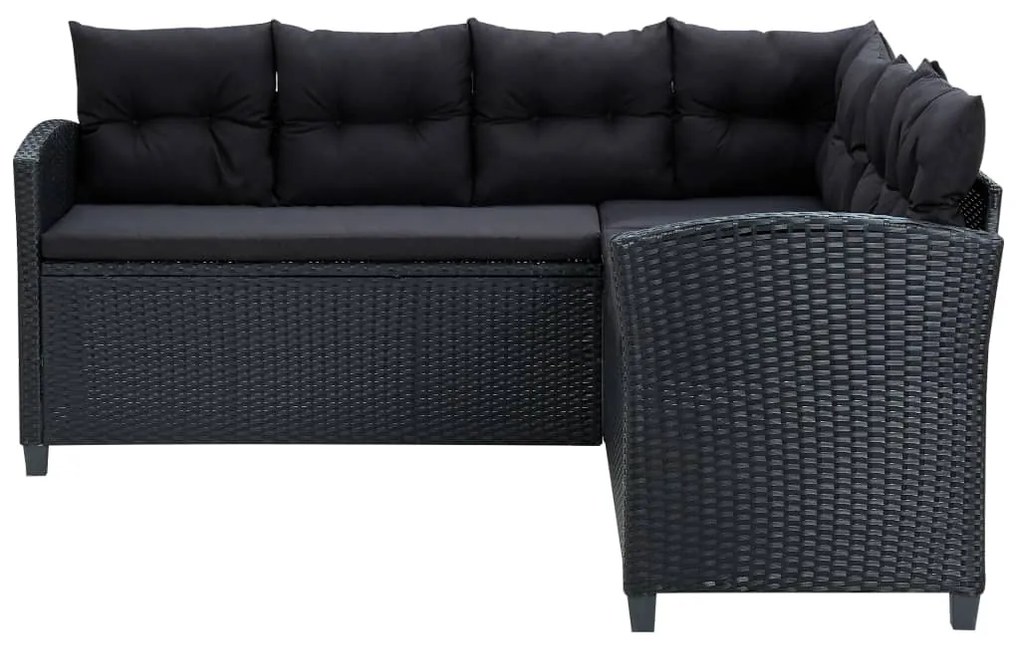 Set Divani da Giardino 6 pz con Cuscini in Polyrattan Nero