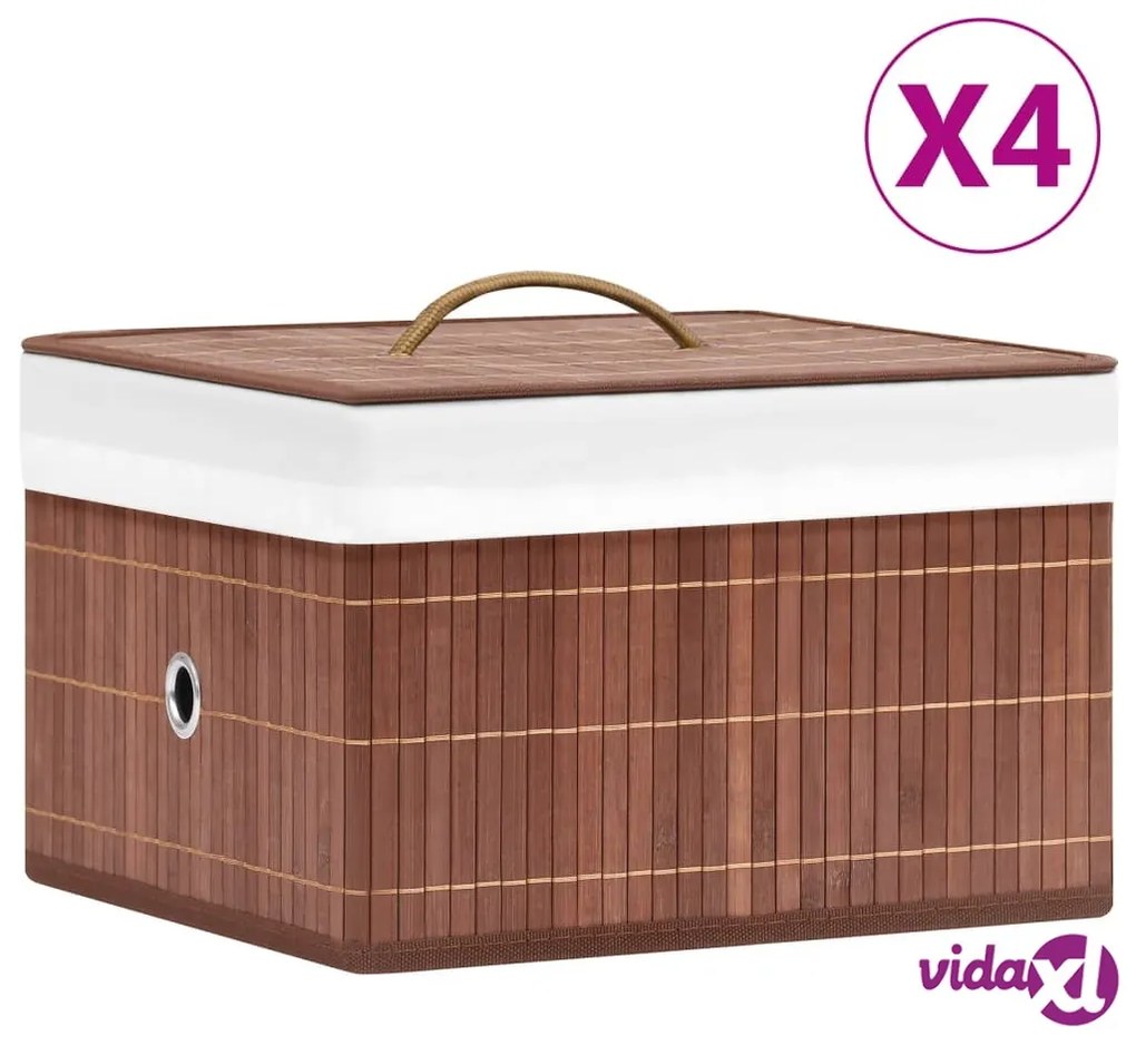 vidaXL Scatole Portaoggetti 4 pz in Bambù Marroni