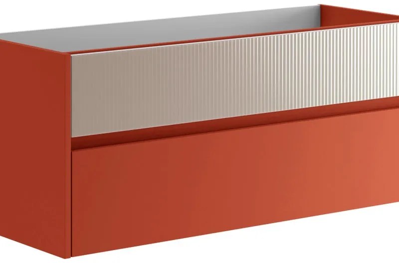 Mobile da bagno sospeso sotto lavabo L 119.5 x H 50 x P 45.5 cm rosso laccato opaco, 2 cassetti Niwa