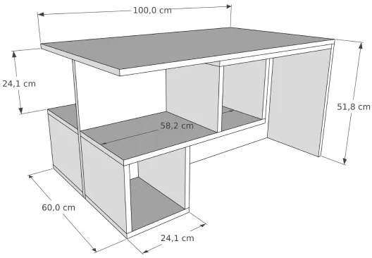 Tavolino DILAY 52x100 cm marrone/bianco