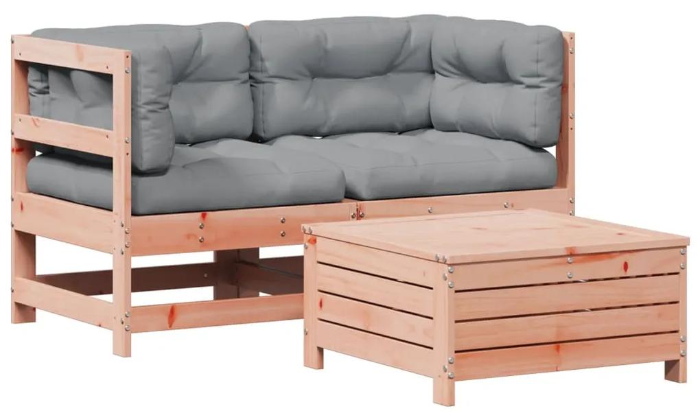 Set divani giardino 3pz con cuscini legno massello di douglas