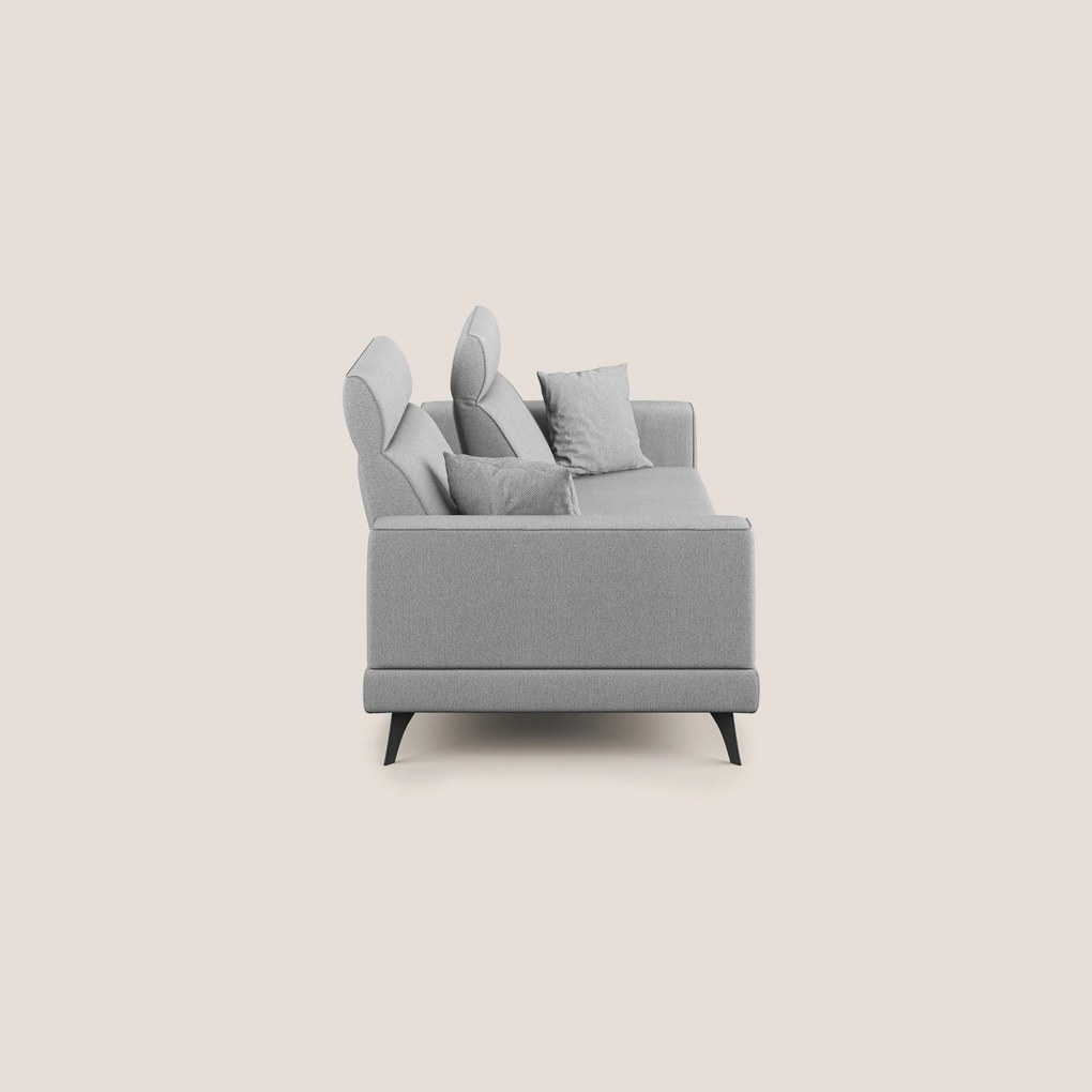 Slide Divano con schienali traslanti e poggiatesta in tessuto smacchiabile T05 grigio