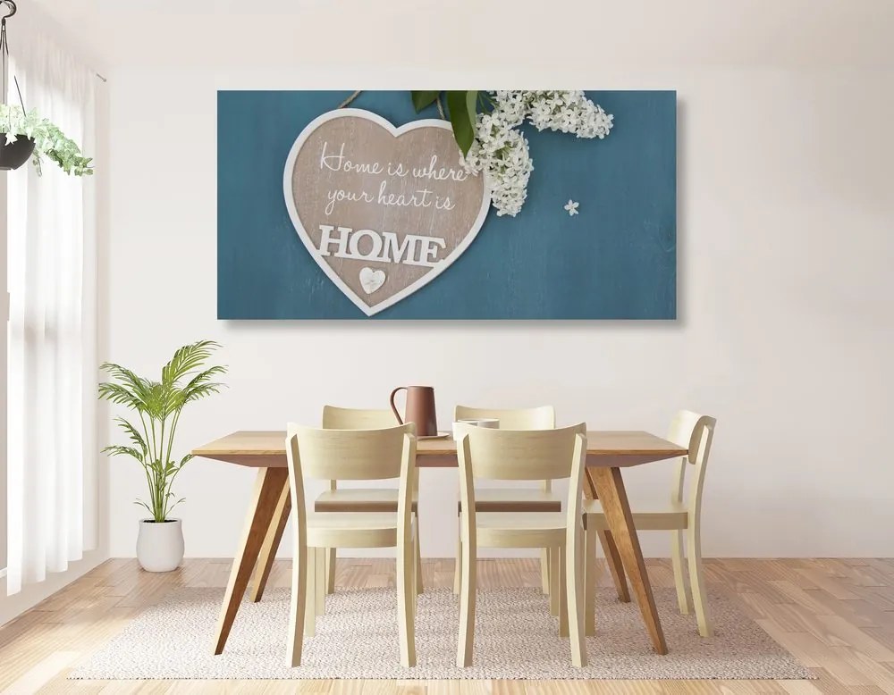 Quadro su tela – Cuore con citazione - Casa è dove è il tuo cuore