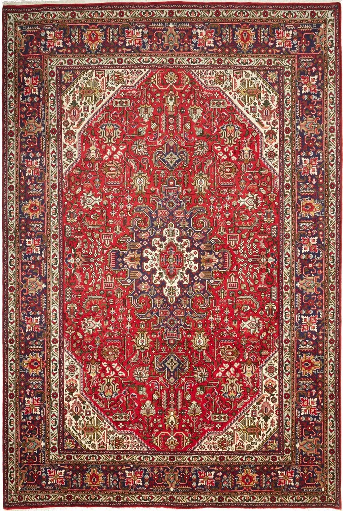 Tabriz Tappeto 200x300 Blu (Iran) Annodato A Mano