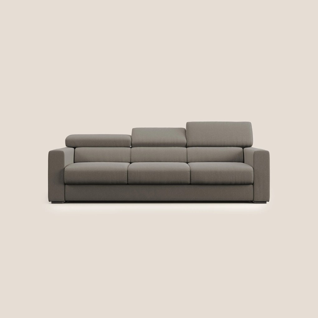 Dylan divano a 3 sedute con pouf estraibile poggiapiedi in tessuto simil cotone impermeabile T13
