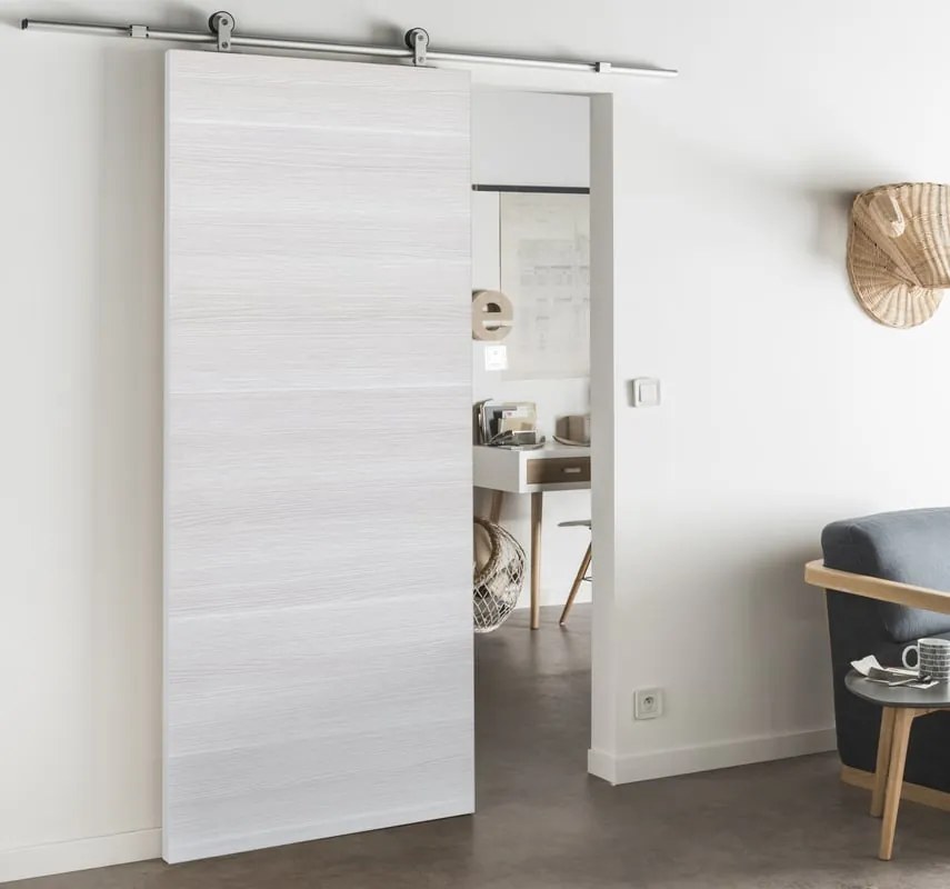 Porta scorrevole reversibile Cool in mdf bianco, L 92.5 x H 211.5 cm, con binario Loft Alluminio