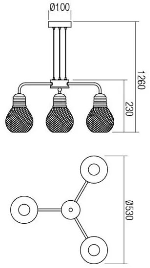 Redo 01-1579 - Lampadario sospeso con cavo EDISON 3xE27/42W/230V diam. 53 cm nero/rame