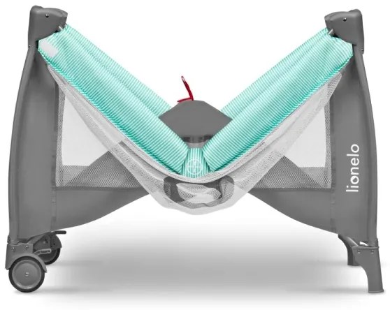 Lionelo - Culla da viaggio SVEN PLUS grigio/turchese