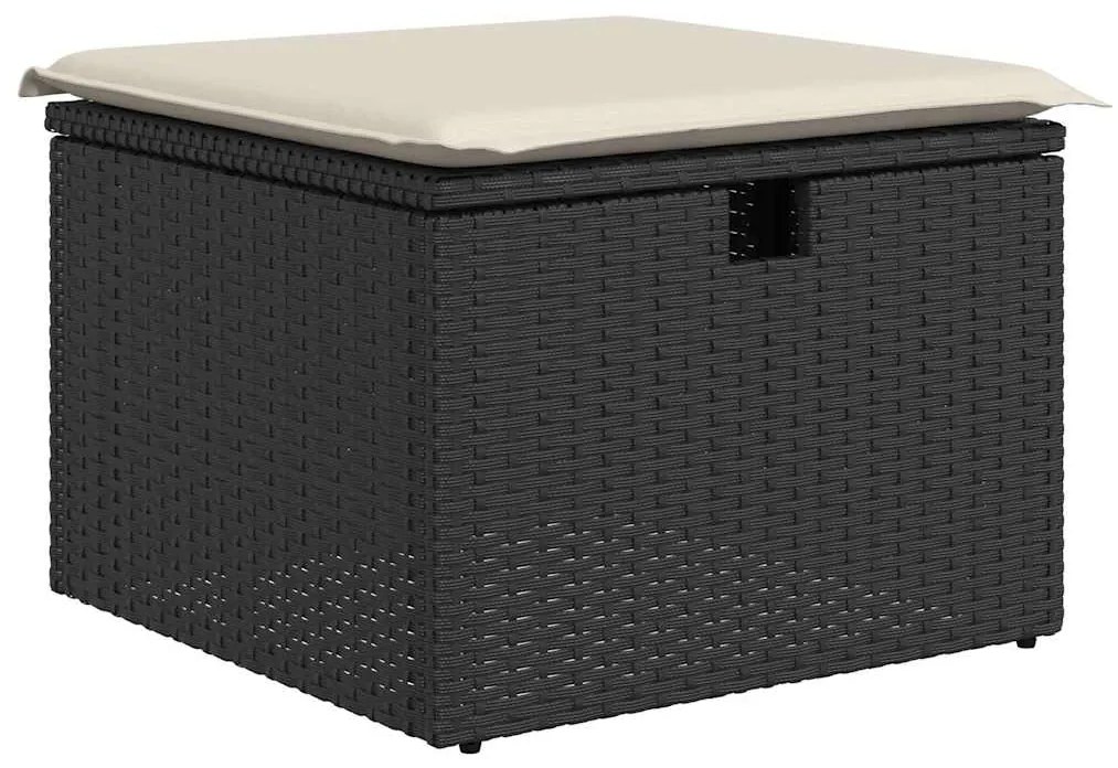 Set divani da giardino 5 pz con cuscini in polyrattan nero