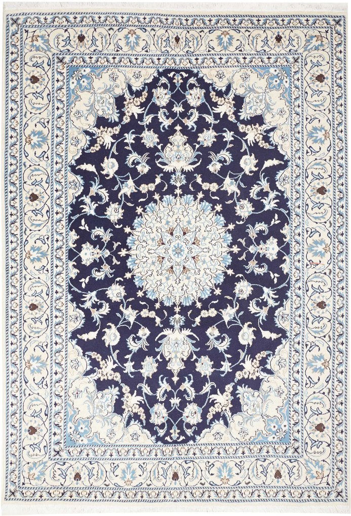 Nain Tappeto 170 x 250 Blu (Iran) Annodato A Mano