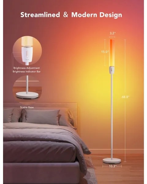 Govee - Lampada da terra dimmerabile a LED CYLINDER SMART RGBICWW 2200-6500K