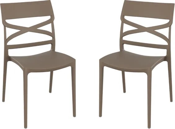 Sedia polipropilene per interno e esterno impilabile MIROK Tortora set 2 pezzi
