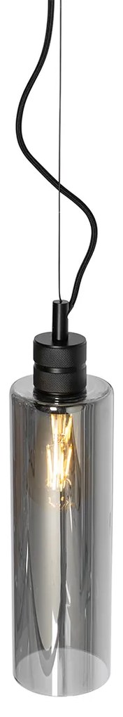 Lampada a sospensione moderna nera con vetro fumé - Stavelot