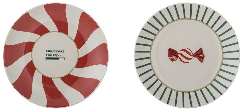 Set di piatti da dolce rossi/color crema in gres a tema natalizio 2 pz ø 12,5 cm Yule – Bloomingville