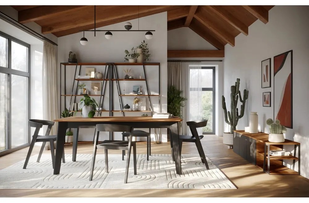 Tavolo da pranzo pieghevole con piano in legno di noce in colore naturale 100x180 cm Shadow - TemaHome